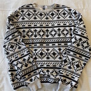 Men's Black and Gray Patterned Sweater